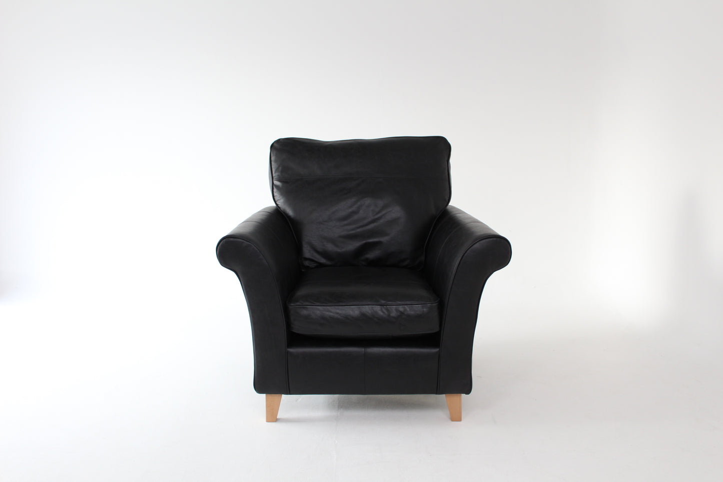 John Lewis Charlotte Leather Armchair, Dark Leg, Piccadilly Black