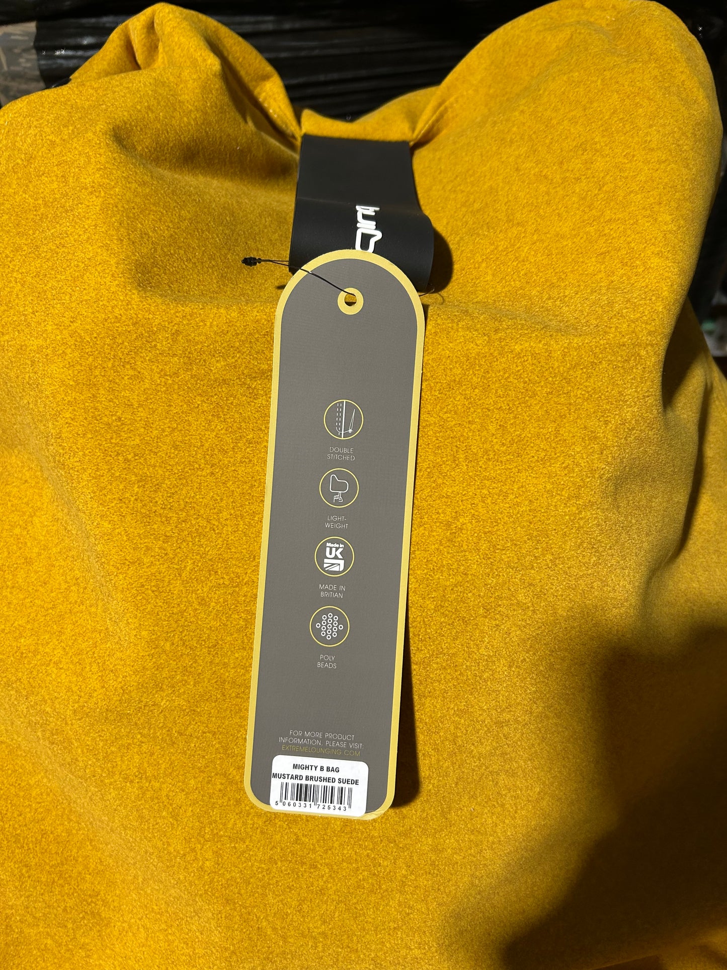 Extreme Lounging Mighty Brushed Suede Bean Bag, Mustard