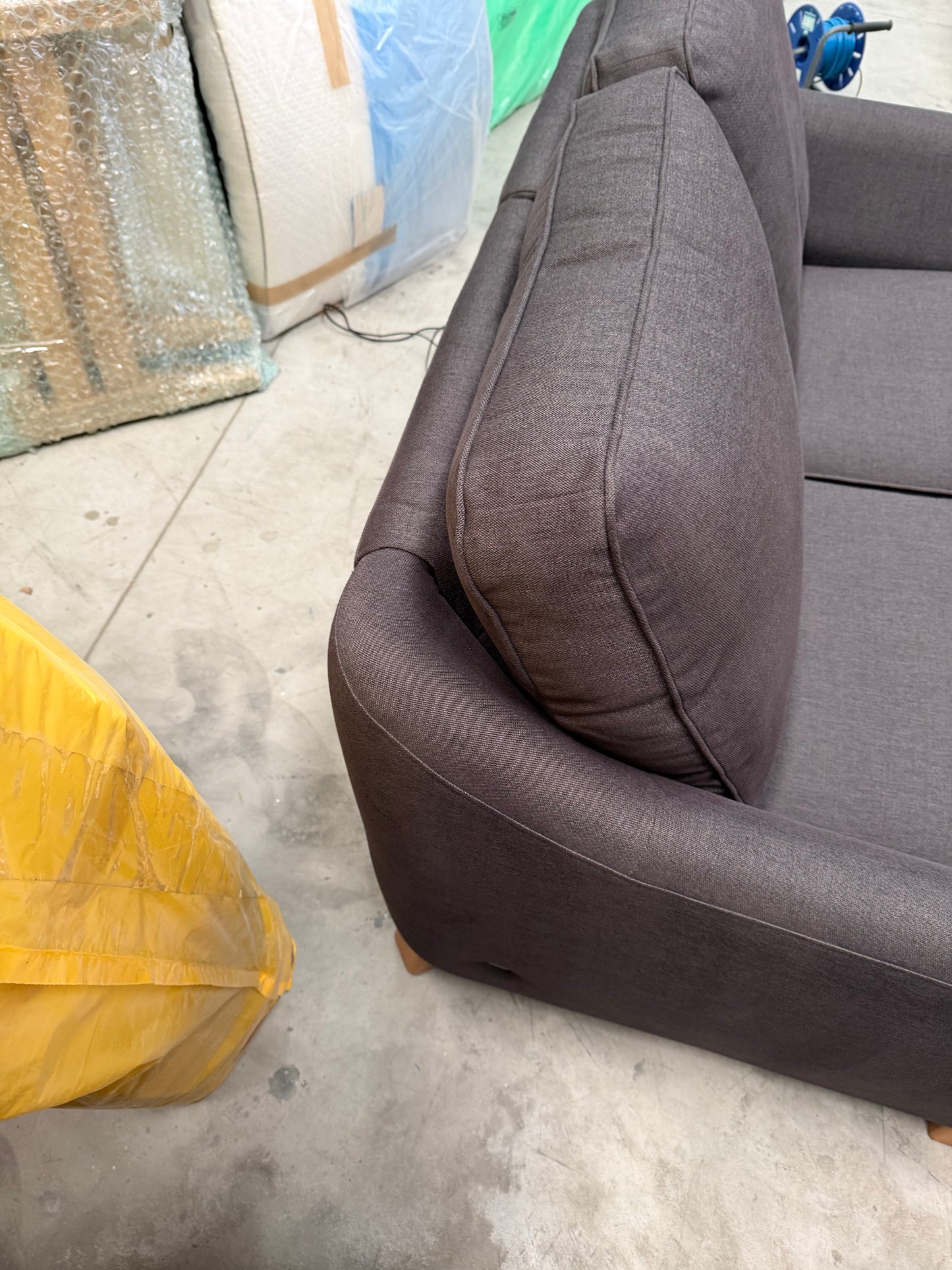 G Plan Vintage 68 RHF Small 2 Seater Sofa Single Footrest Aquaclean Grey