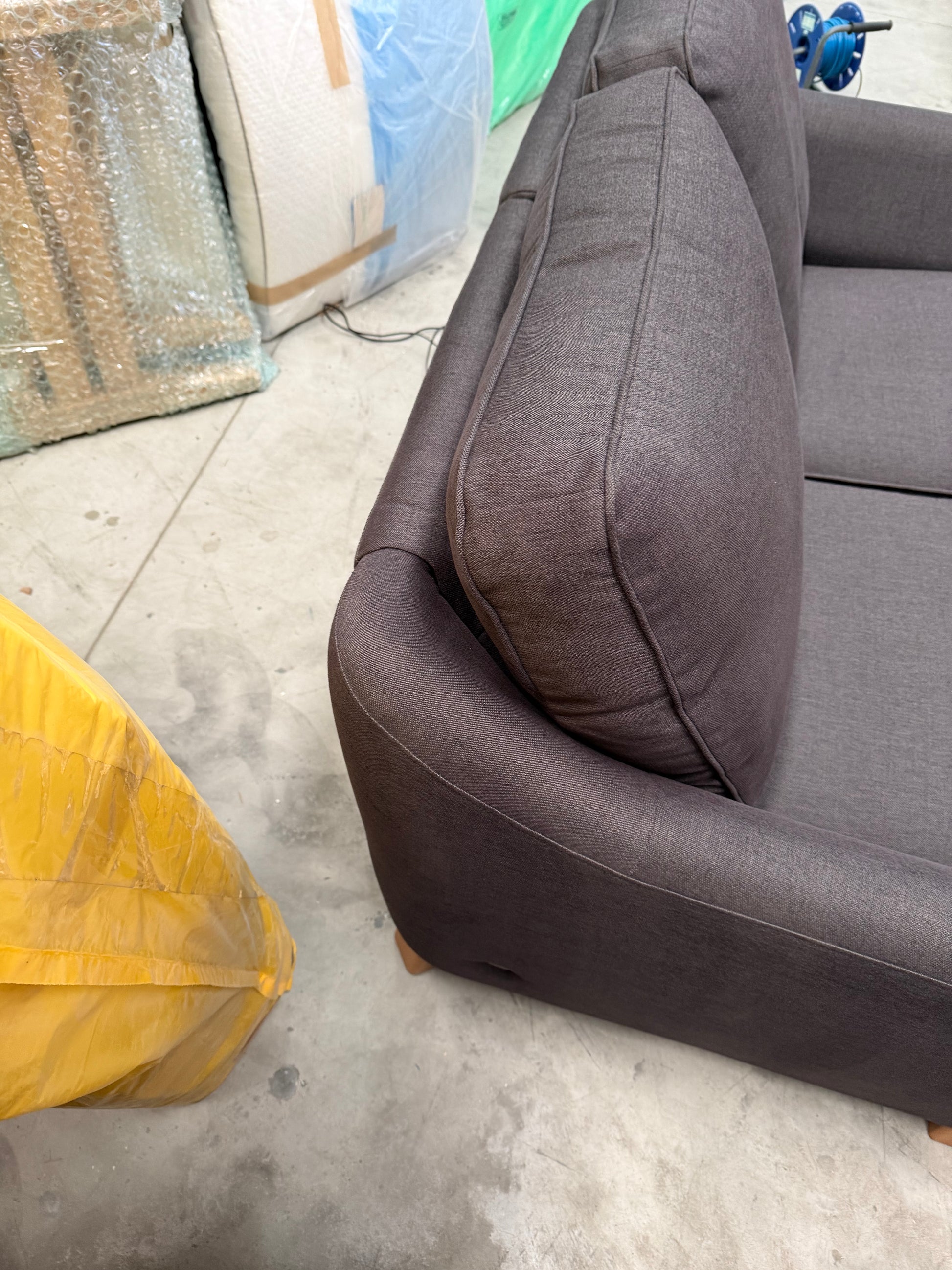 G Plan Vintage 68 RHF Small 2 Seater Sofa Single Footrest Aquaclean Grey