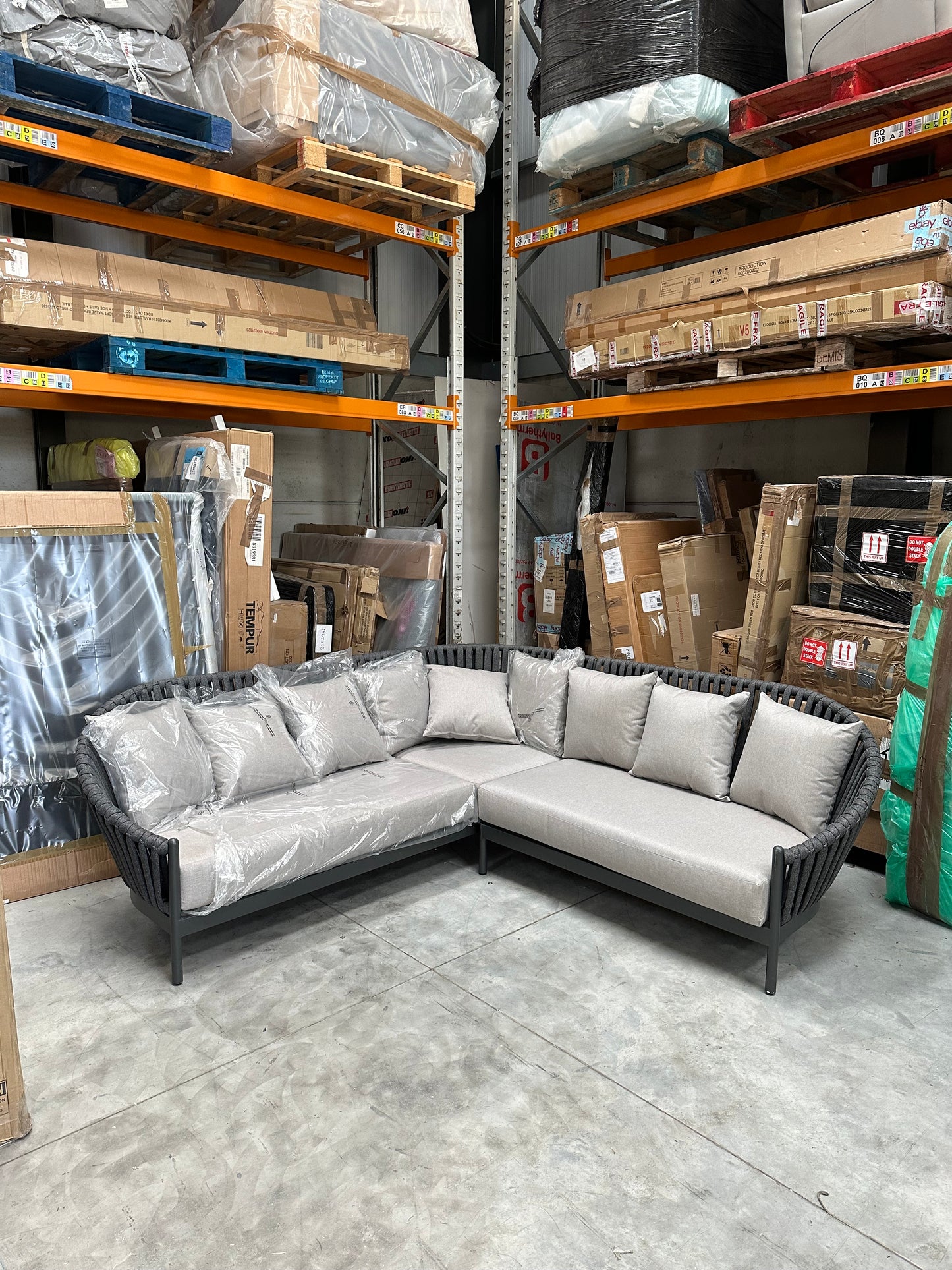 John Lewis Chunky Weave 5-Seater Garden Corner Sofa, Grey