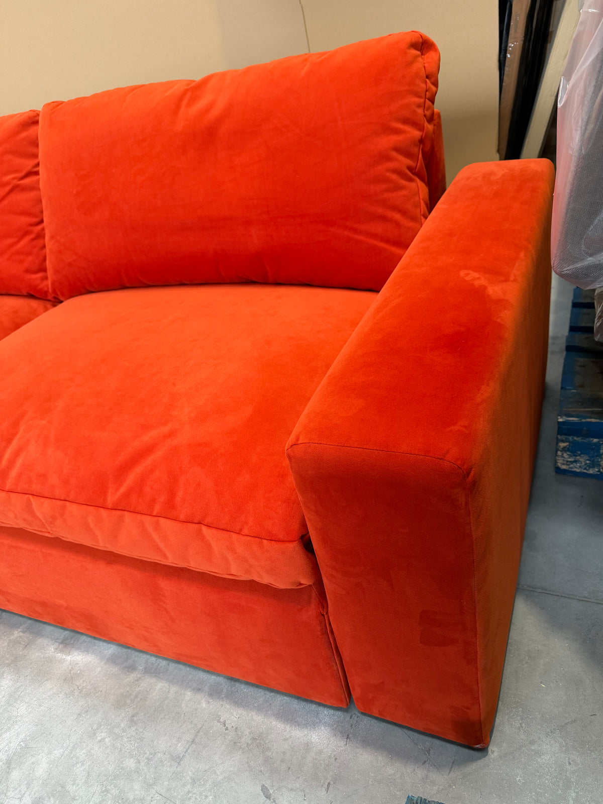 John Lewis Mellow LHF Corner Sofa  Plush Velvet Paprika Easy Clean
