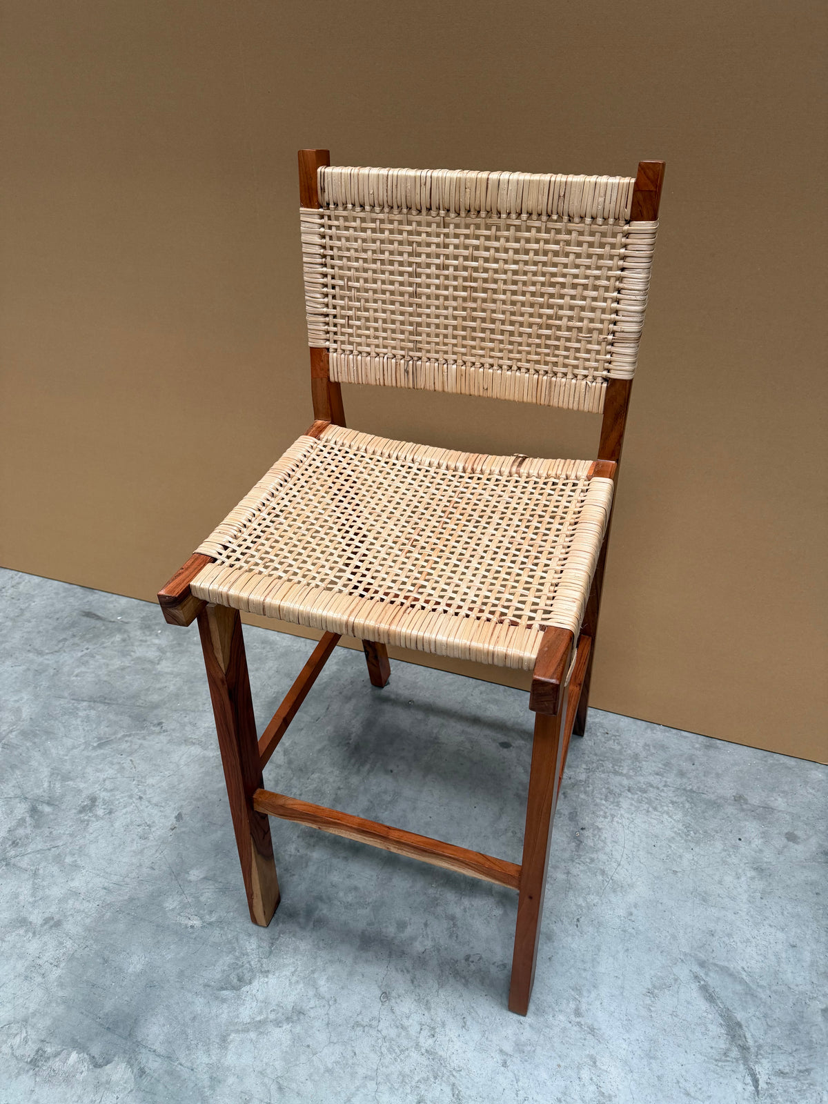 Nkuku Madrisana Acacia & Rattan Bar Stool