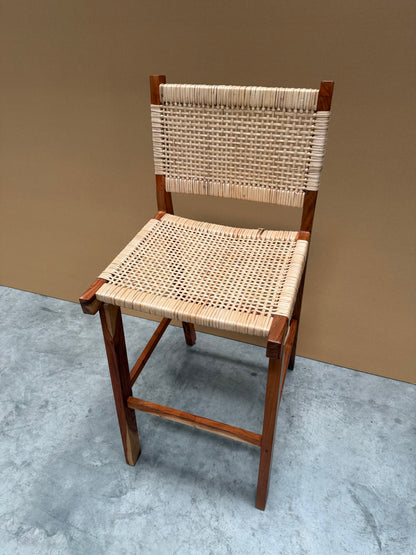 Nkuku Madrisana Acacia & Rattan Bar Stool