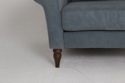 John Lewis Camber Leather Armchair, Dark Leg, Soft Touch Blue