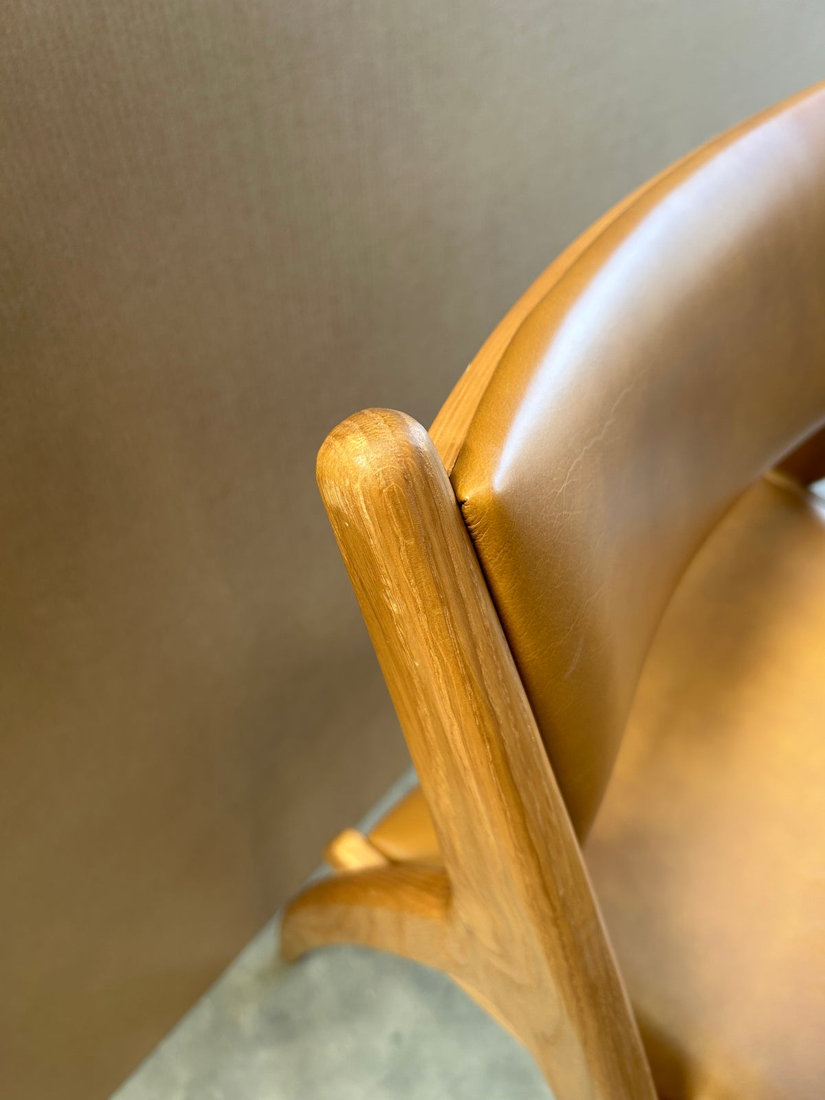 John Lewis X-Ray Leather Dining Armchair, Oak/Camel