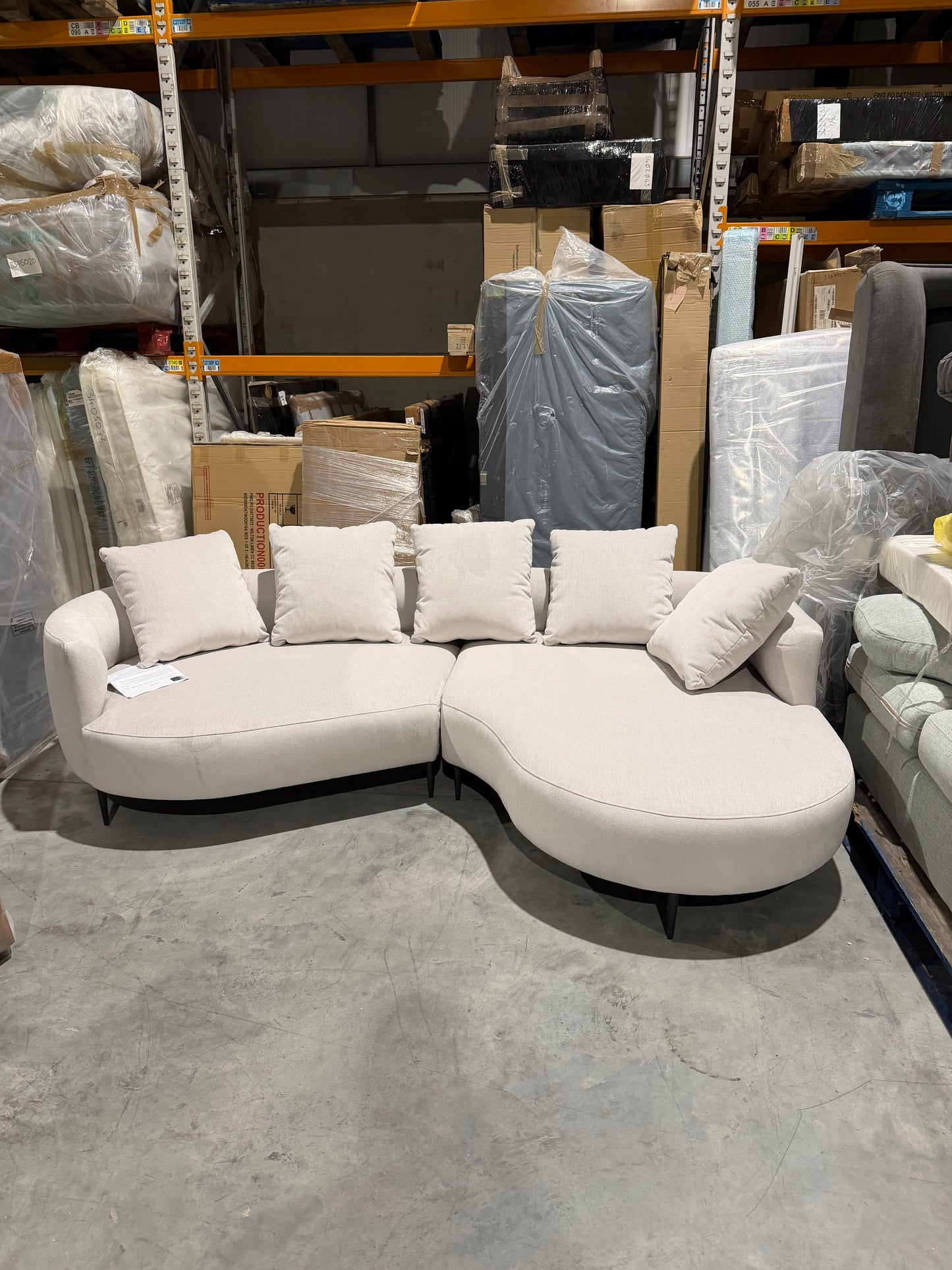 John Lewis Lozenge Grand 5 Seater RHF Chaise End Sofa  Metal Leg  Aquaclean Titan Oyster White