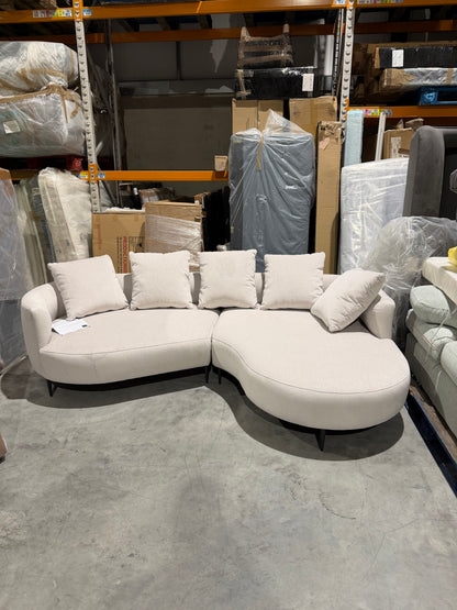 John Lewis Lozenge Grand 5 Seater RHF Chaise End Sofa  Metal Leg  Aquaclean Titan Oyster White