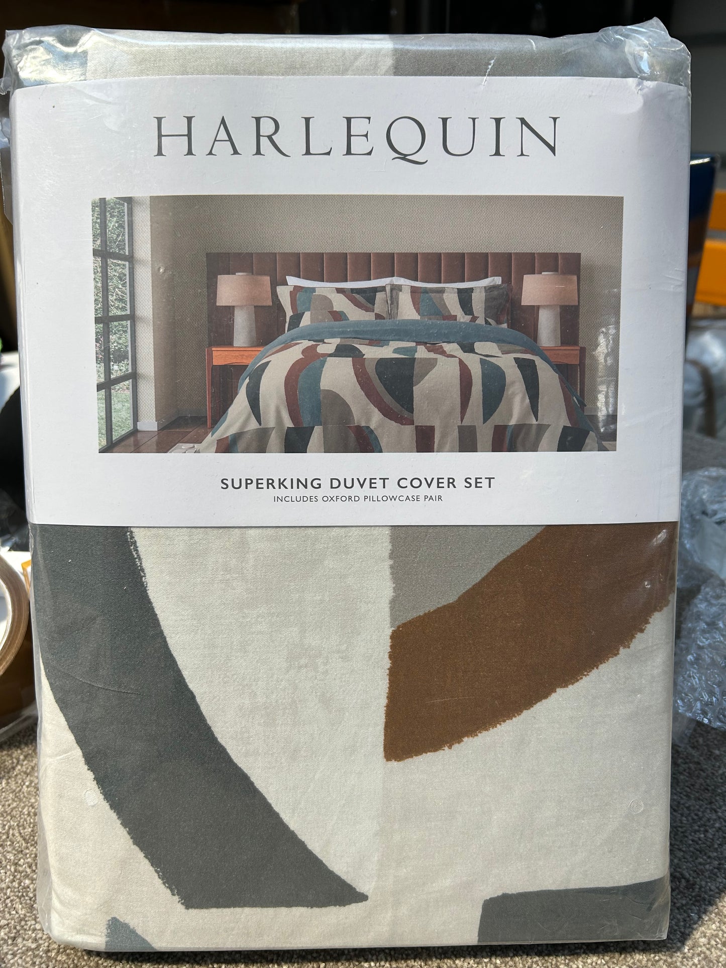 Harlequin Torillo Super King Duvet Cover, Black Earth/Cornflower/Walnut