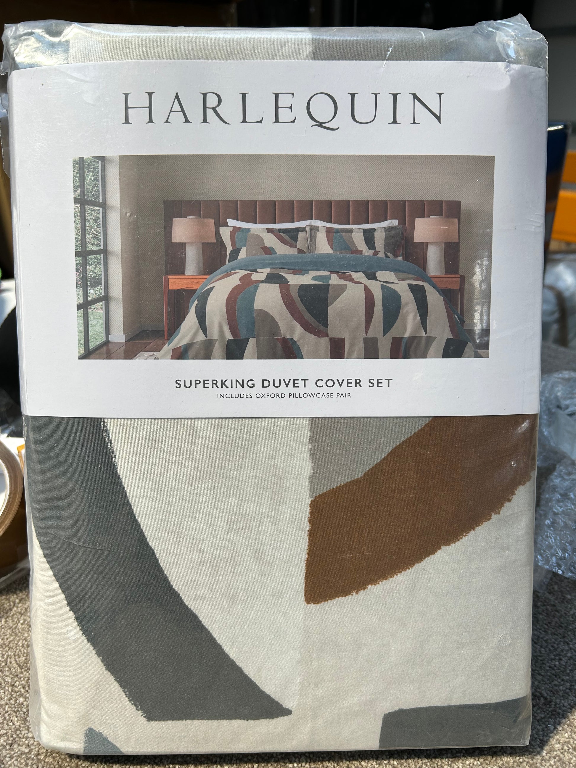 Harlequin Torillo Super King Duvet Cover, Black Earth/Cornflower/Walnut
