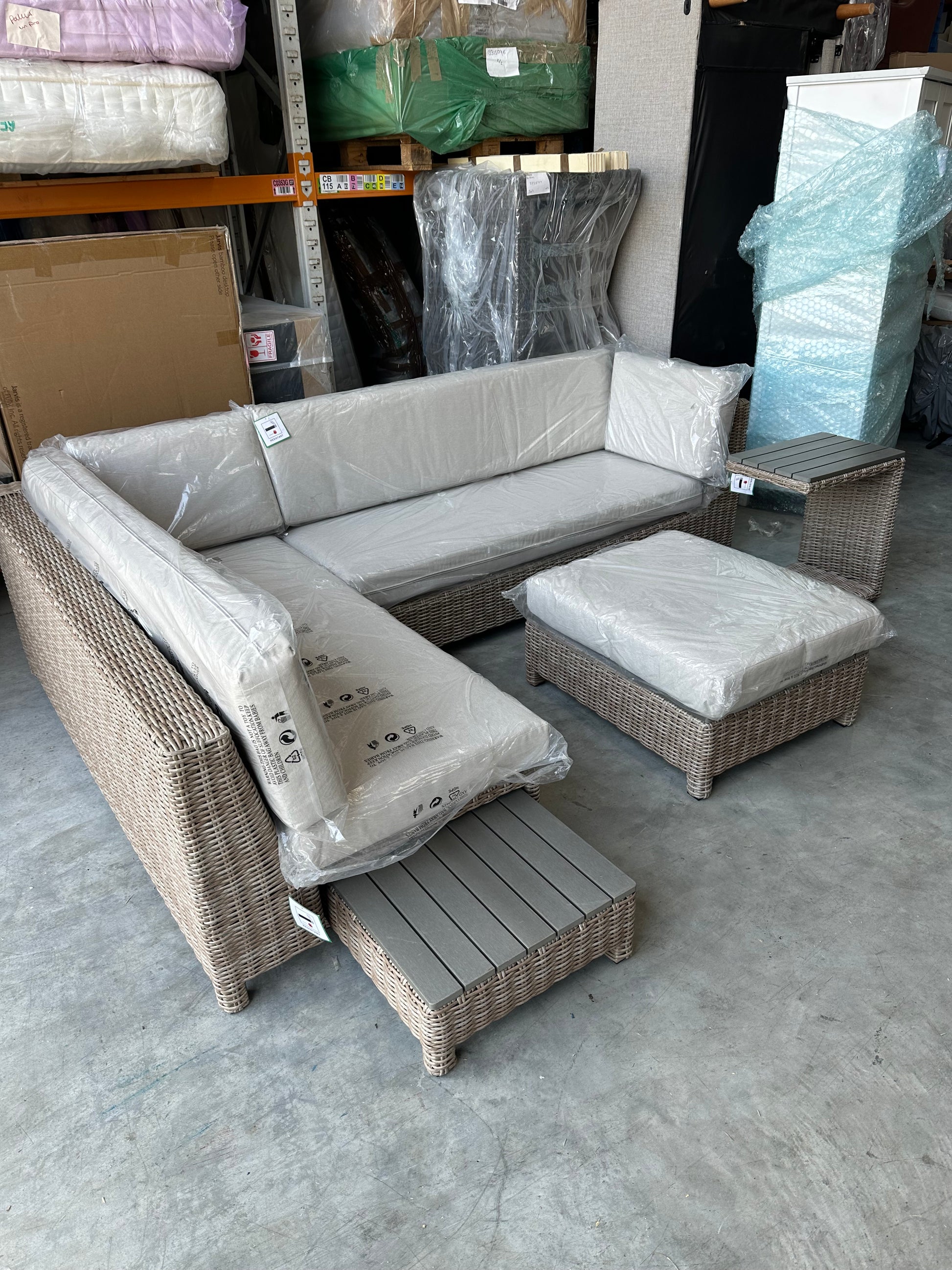 John Lewis Platform Rattan Modular 6-Seater Garden Lounging Set, Natural