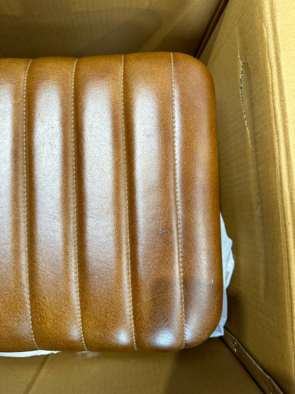 nkuku Narwana Ribbed Leather Stool, 75cm, Aged Tan