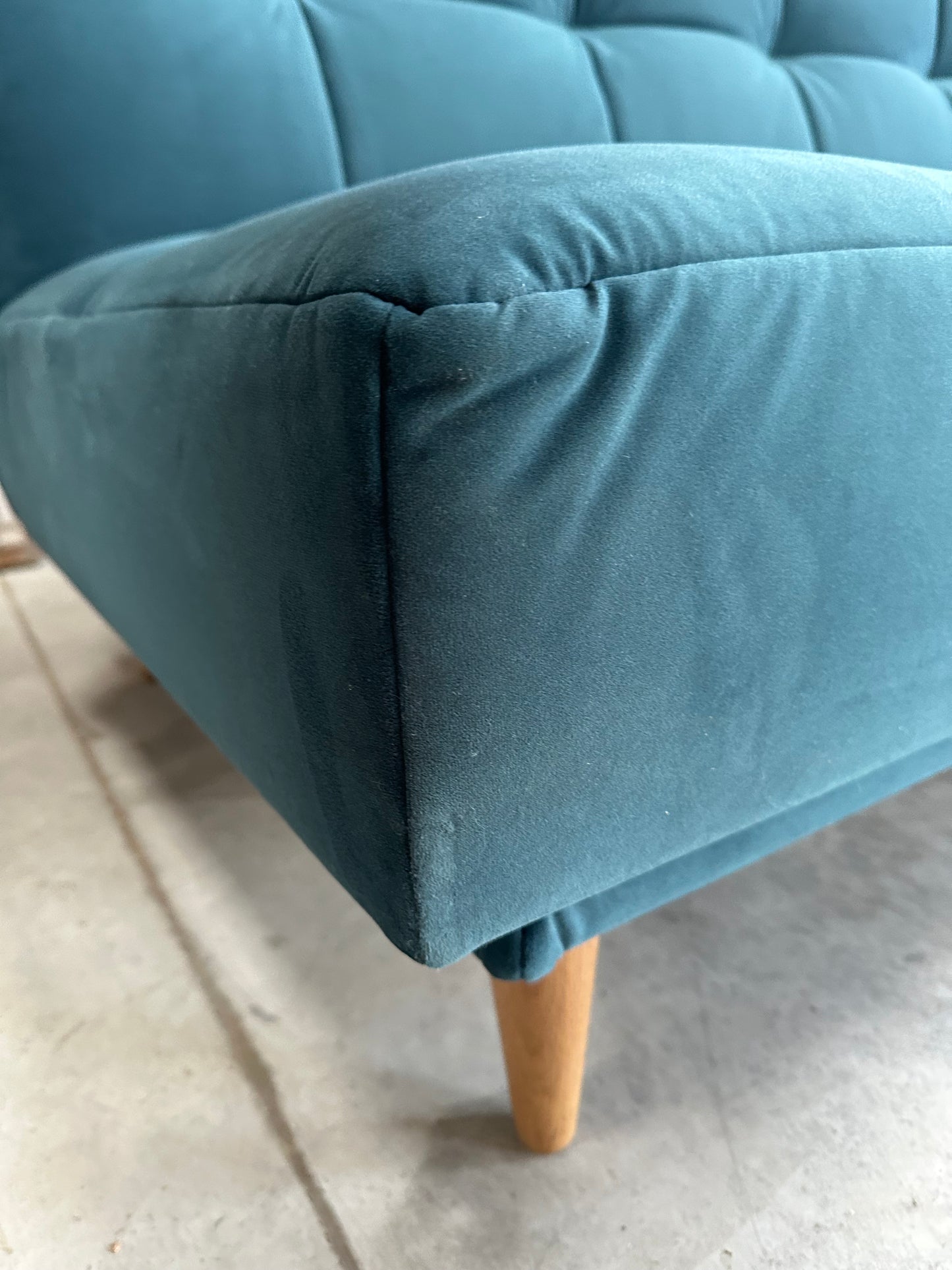 John Lewis Linear Medium 2 Seater Sofa Bed, Light Leg,  Velvet Kingfisher