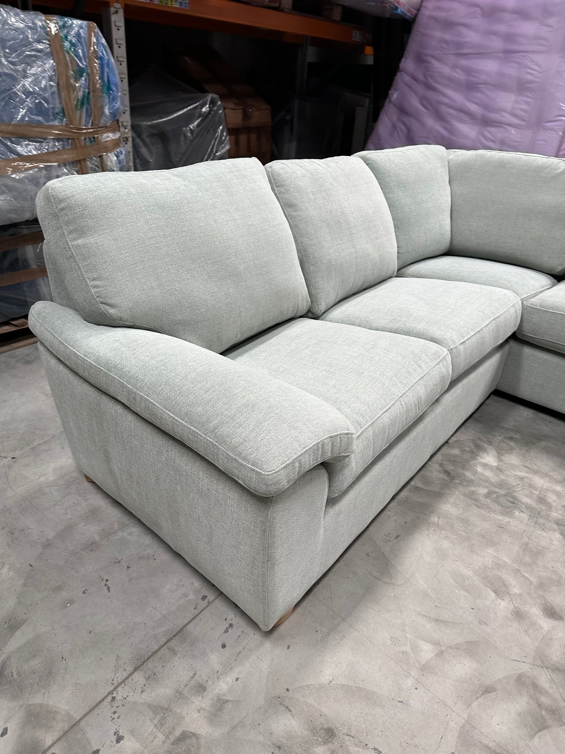 John Lewis Camden 5+ Seater RHF Corner End Chaise Unit, Light Leg, Easy Clean Chunky Chenille Seagrass