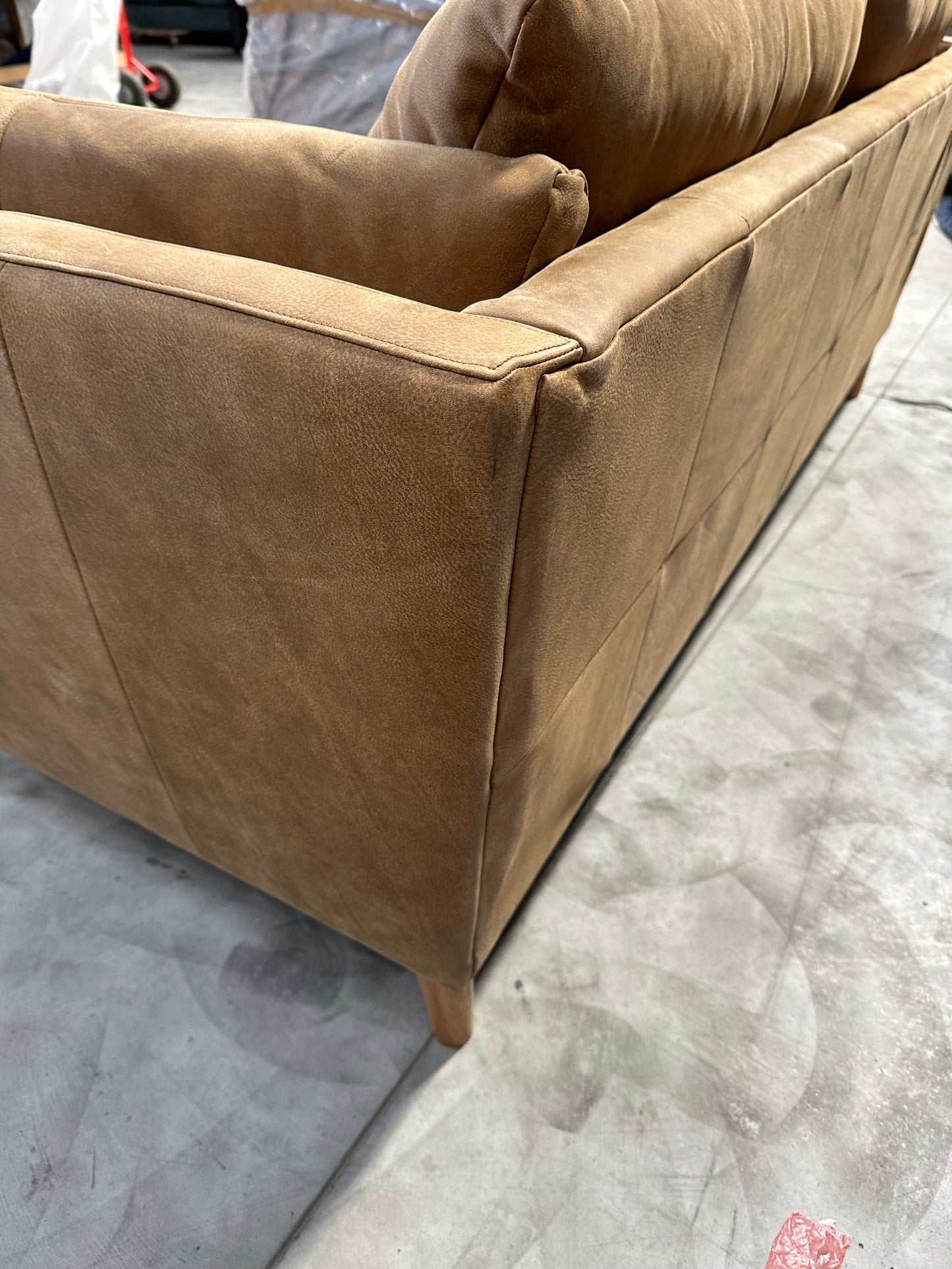 John Lewis Trim Large 3 Seater Leather Sofa, Light Leg, Demetra Tan