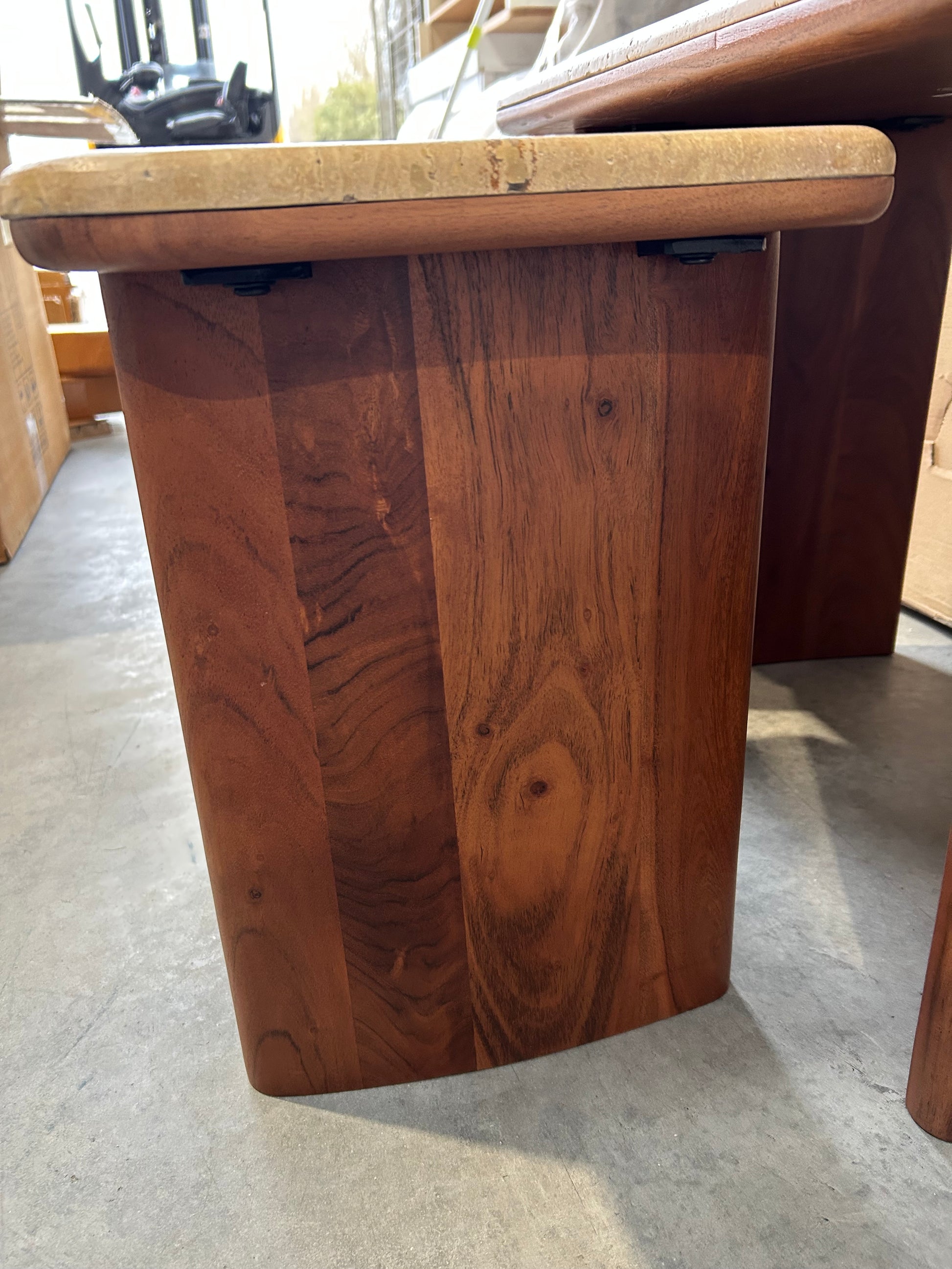 John Lewis Adina Travertine Top Nest of 2 Tables Walnut