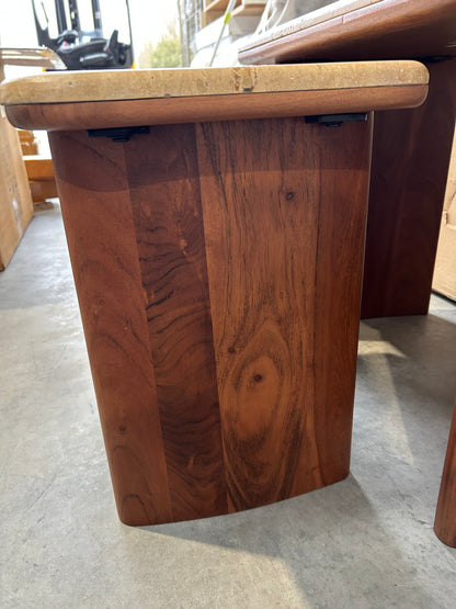 John Lewis Adina Travertine Top Nest of 2 Tables Walnut