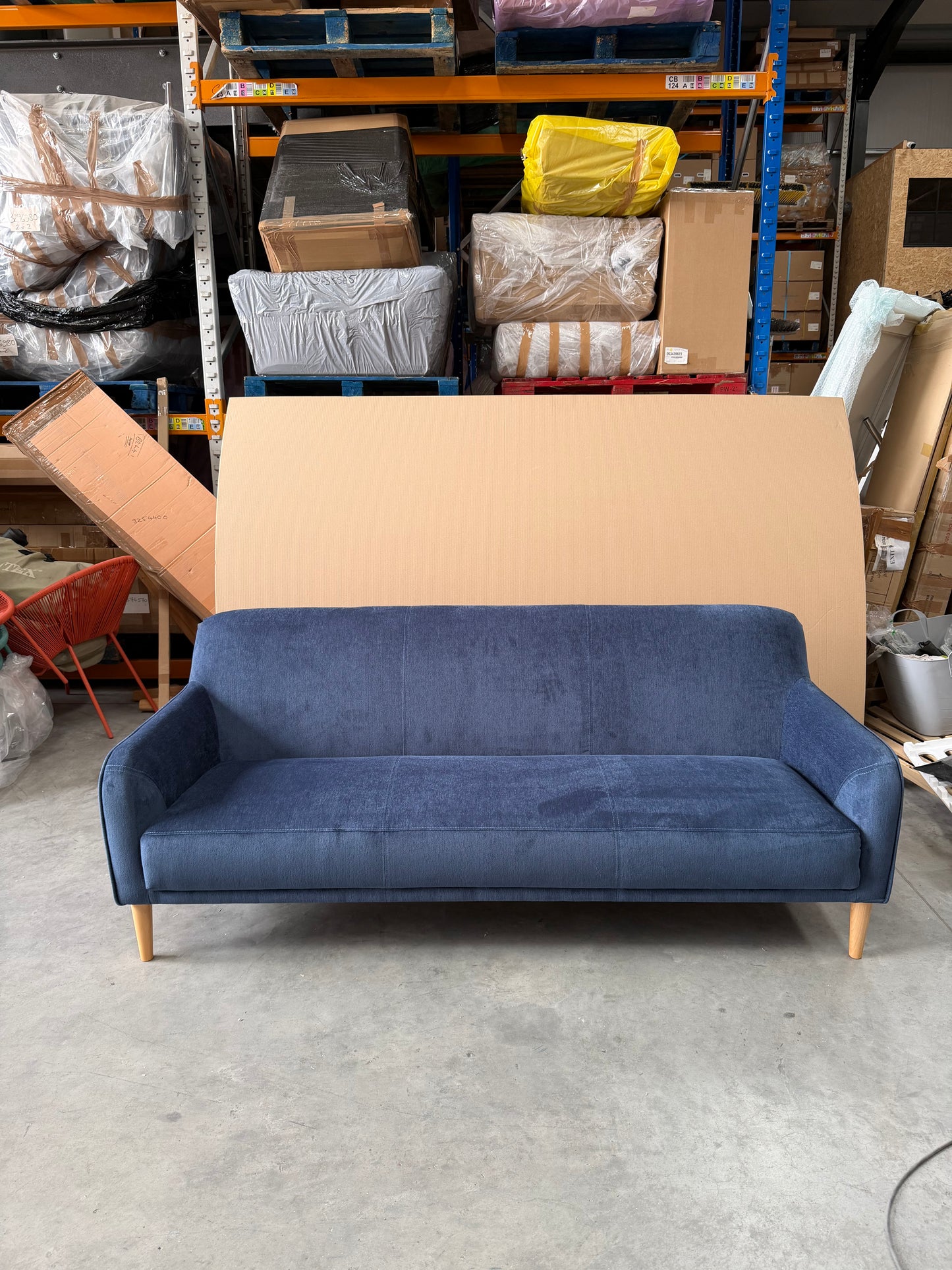 John Lewis Compact 2.5 Seater Sofa - Titan Navy - Natural Beech Legs - Brand New