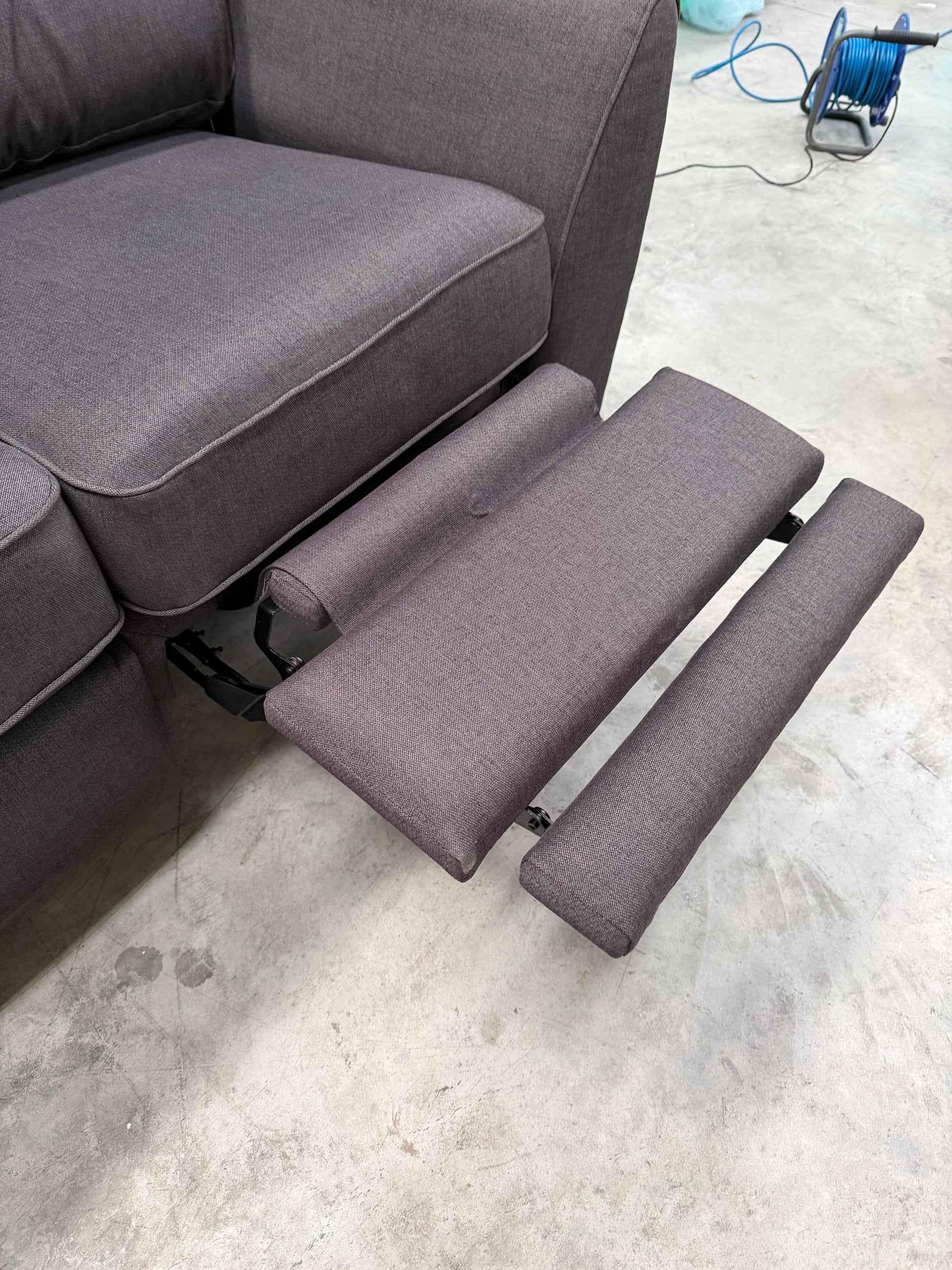 G Plan Vintage 68 RHF Small 2 Seater Sofa Single Footrest Aquaclean Grey