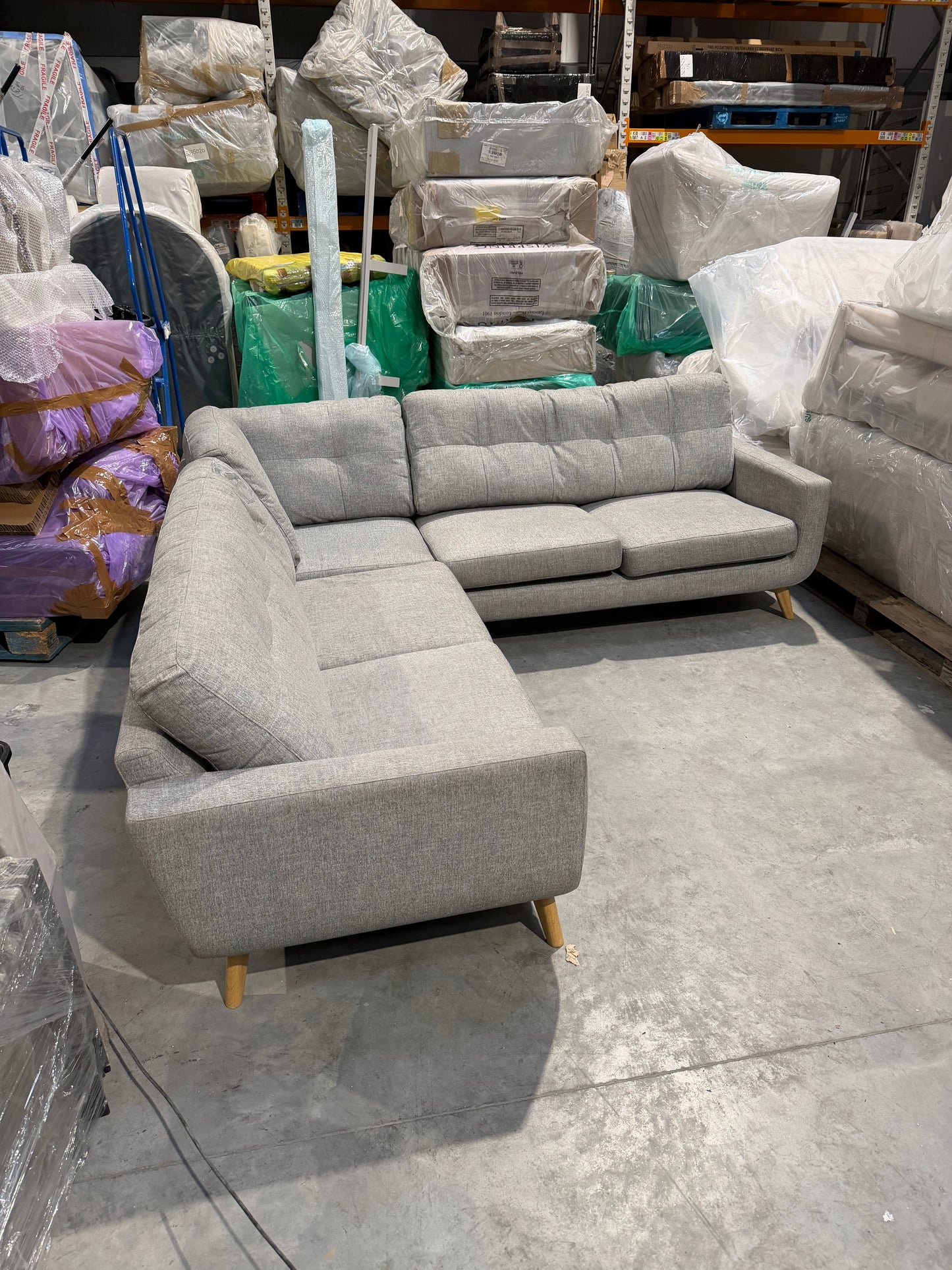John Lewis Corner Sofa Barbican 5+ Seater Connie Grey