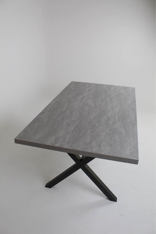 Bespoke Concrete effect dining table on X frame legs