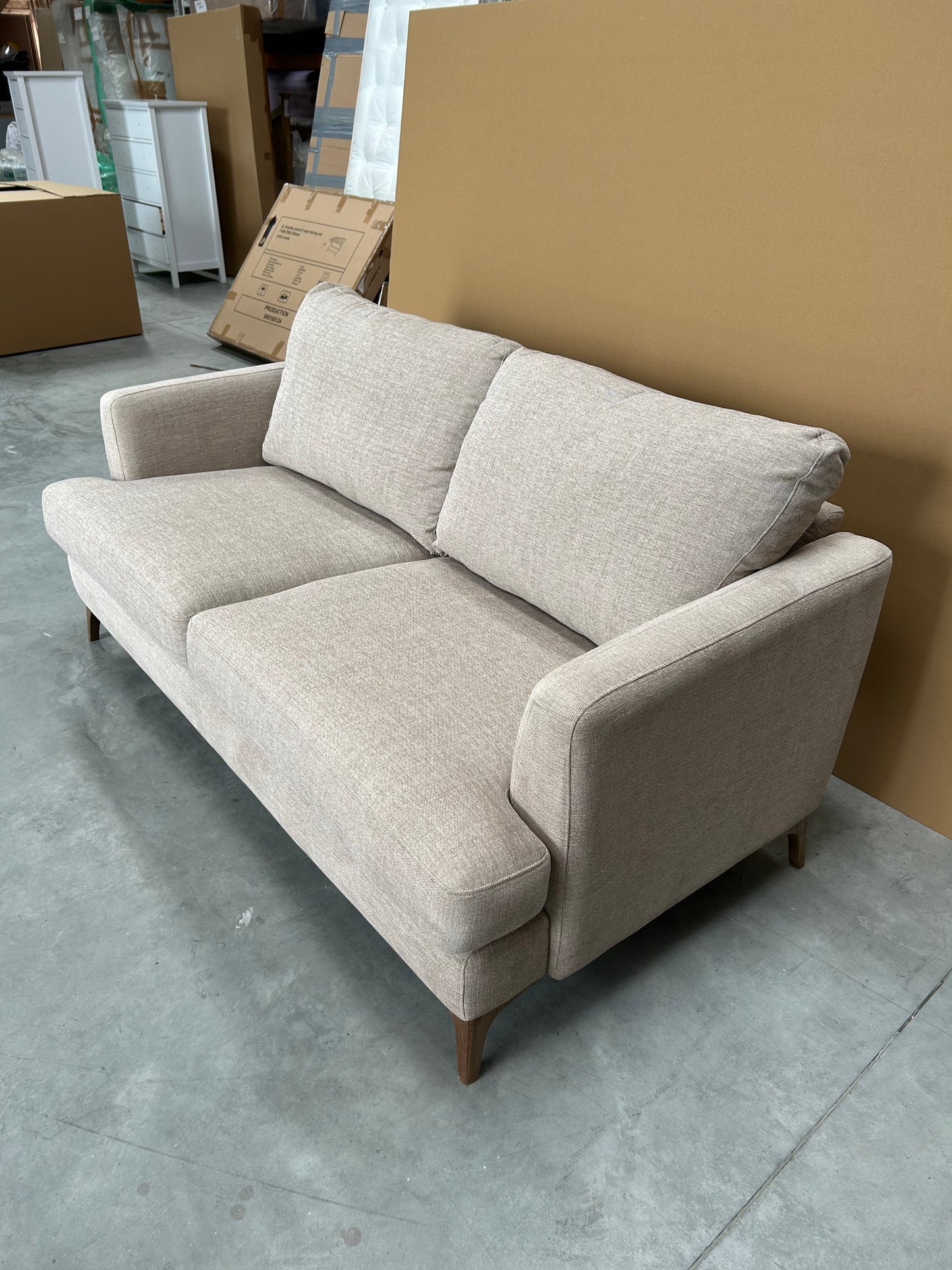 John Lewis Iona Large 3 Seater Sofa, Dark Leg, Easy Clean Chunky Chenille Natural