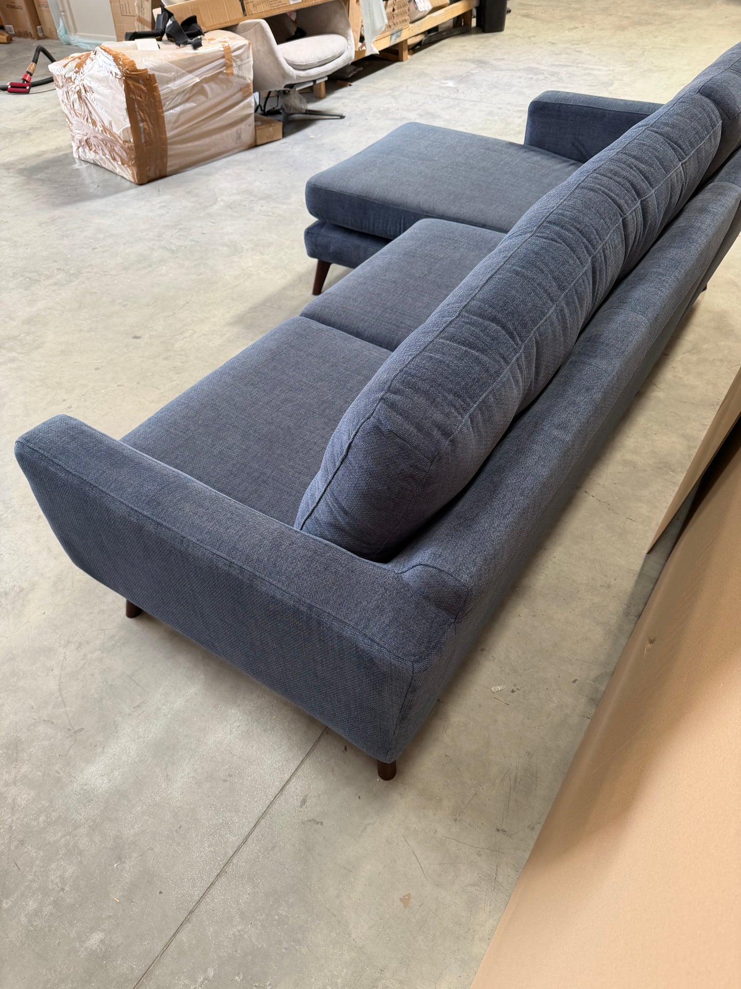 John Lewis Barbican LHF Chaise End Sofa  Chunky Chenille Navy