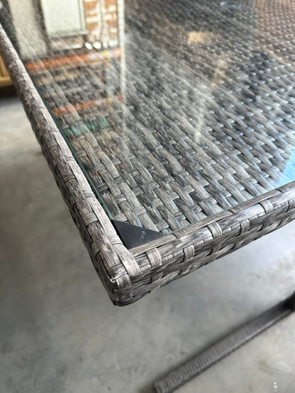 John Lewis Alora Cube 6-Seater Garden Dining Table, Sofas & Stools Set, Brown/Grey