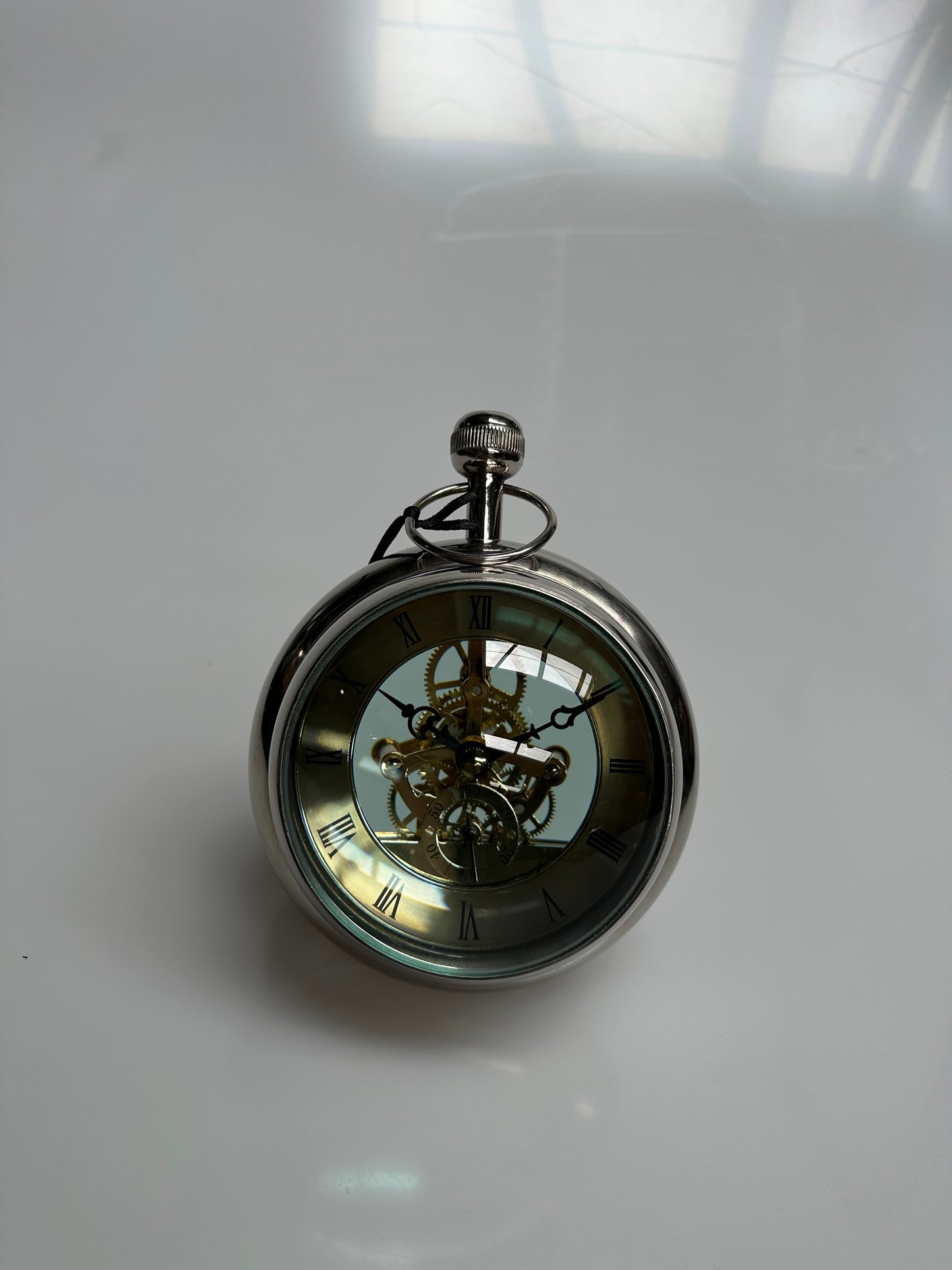 Libra Interiors Large Roman Numeral Orb Paperweight Clock, Nickel/Brass