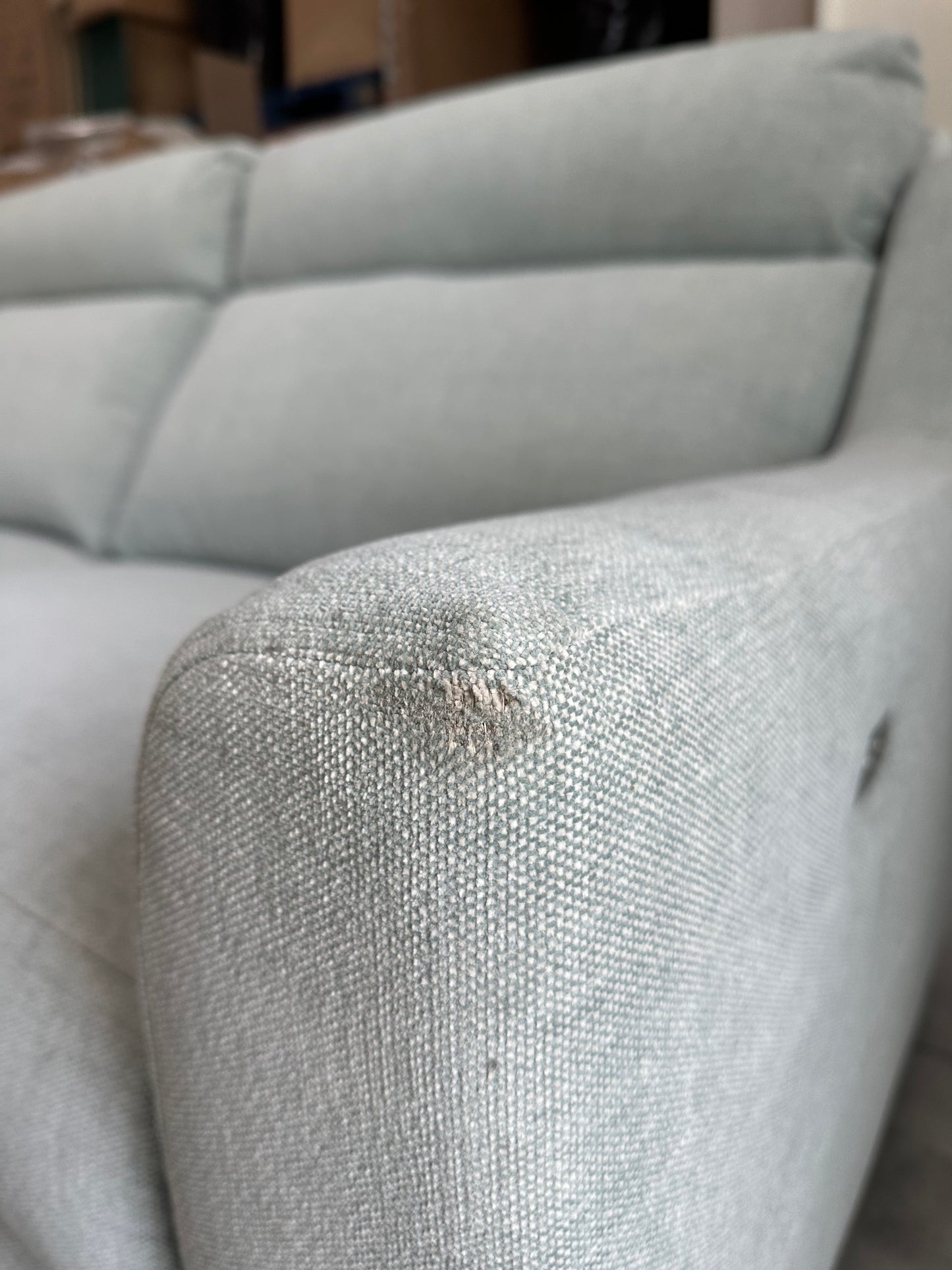 John Lewis Elevate Large 2 Seater Power Recliner Sofa, Metal Leg Aquaclean Baby Blue