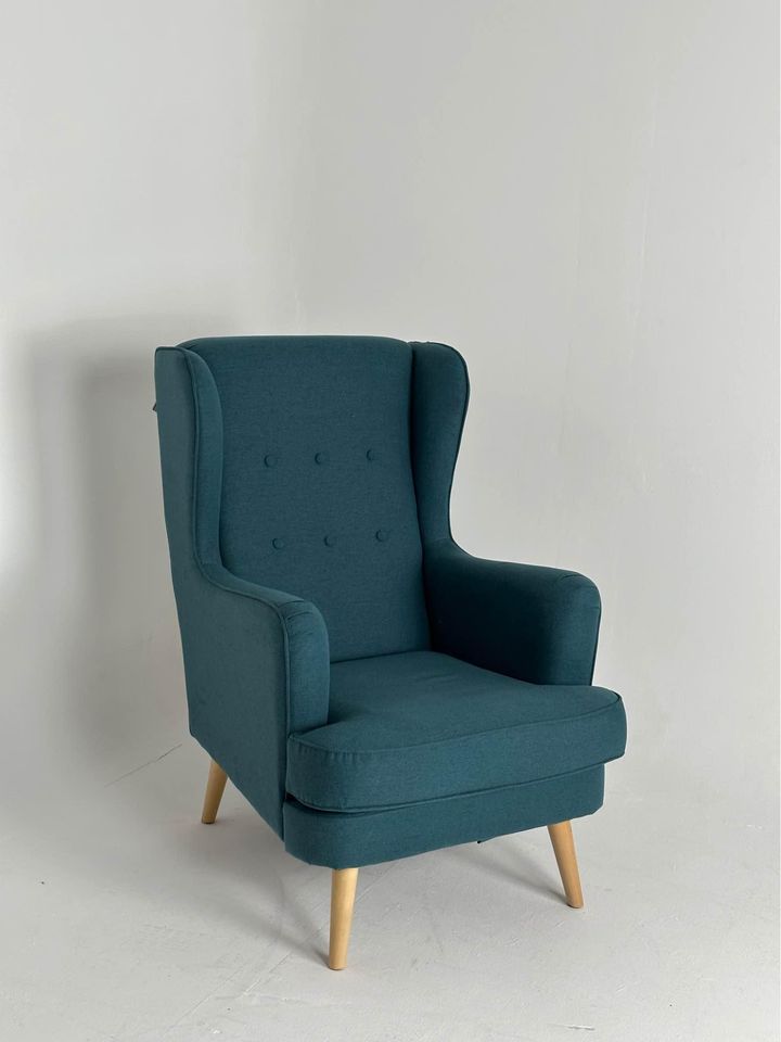 Habitat Callie Fabric Wingback Chair Petrol Blue