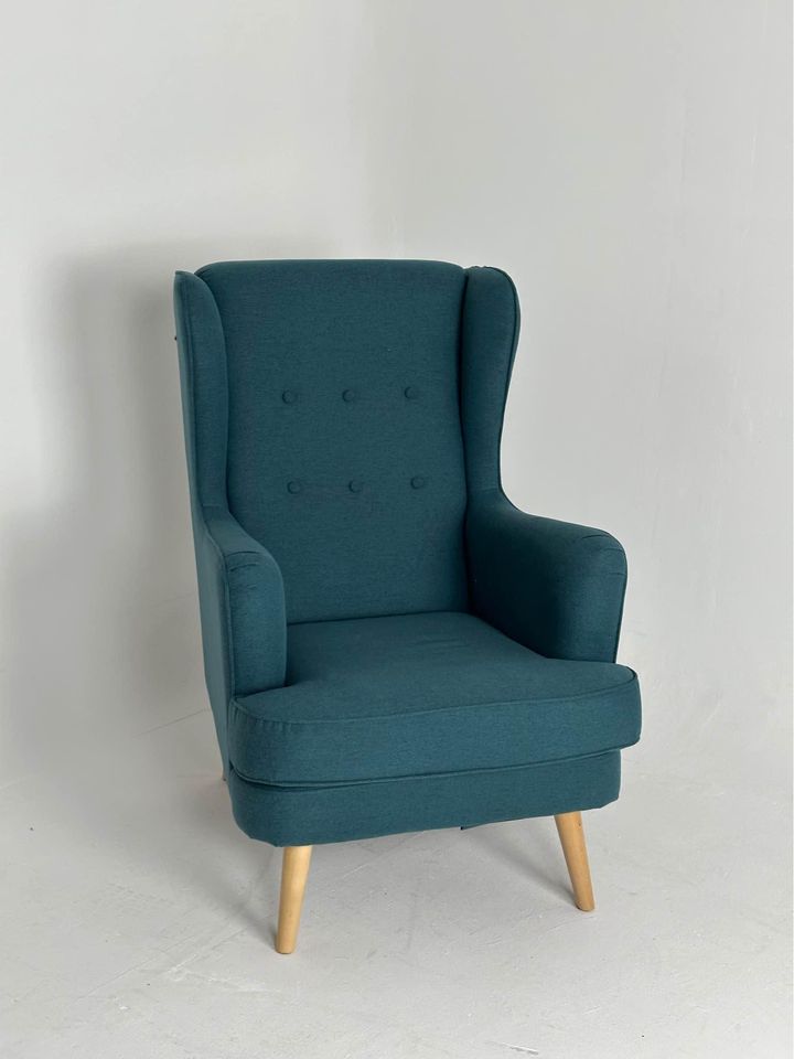 Habitat Callie Fabric Wingback Chair Petrol Blue