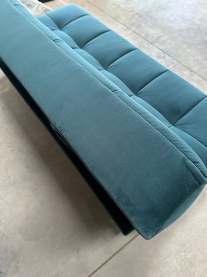 John Lewis Linear Medium 2 Seater Sofa Bed, Light Leg,  Velvet Kingfisher