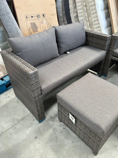 John Lewis Garden Sofas & Stools Set, Brown/Grey Alora Cube 6-Seater