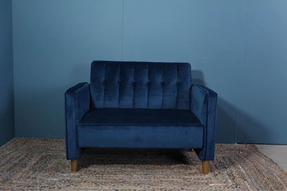 Blue Velvet Cuddle Chair and Foot Stall Bespoke