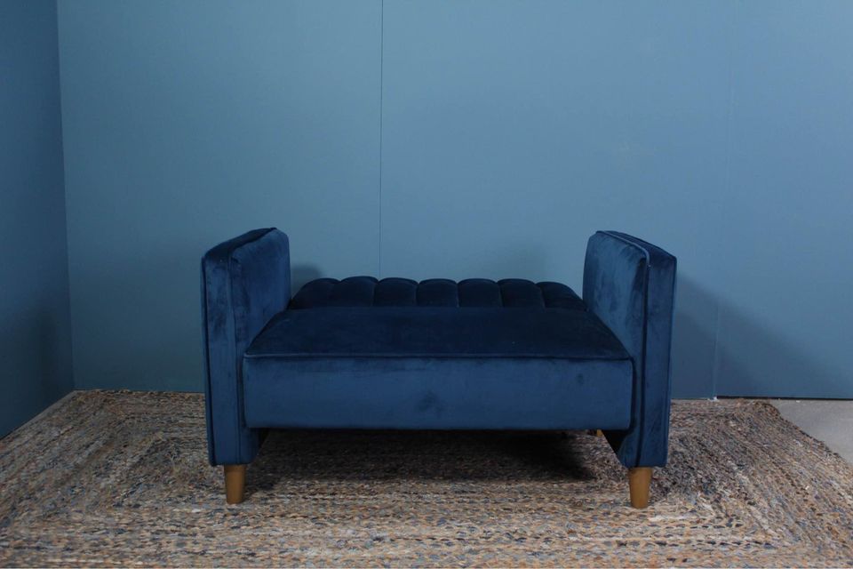 Blue Velvet Cuddle Chair and Foot Stall Bespoke