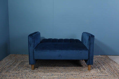 Blue Velvet Cuddle Chair and Foot Stall Bespoke