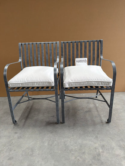 John Lewis Ribbon Metal Garden Dining Armchairs Grey Set of 2