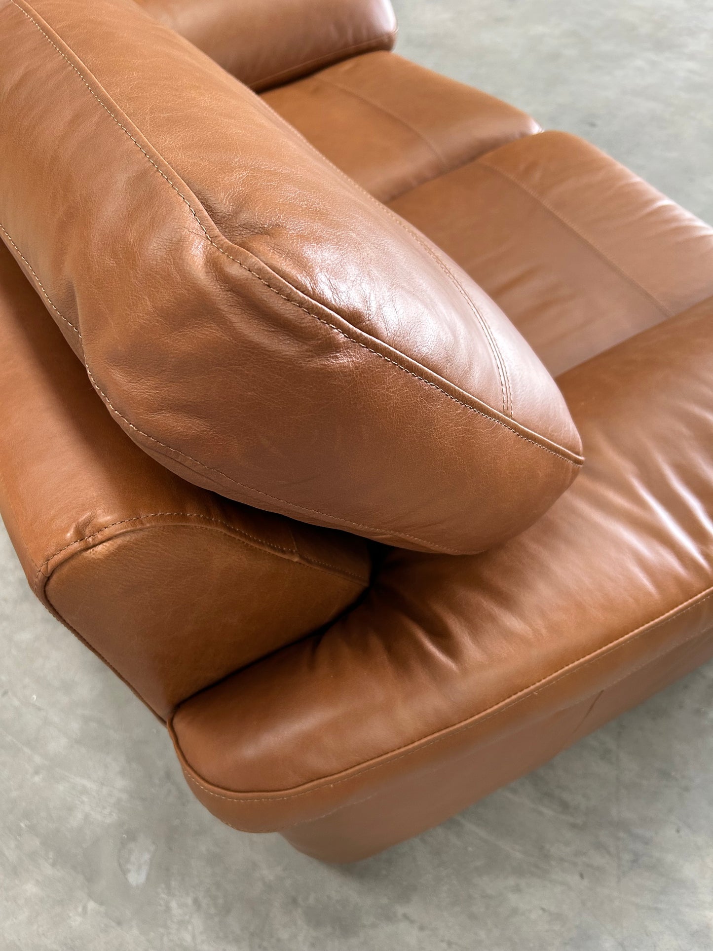 John Lewis Camden Small 2 Seater Leather Sofa, Light Leg, Premium Caramel