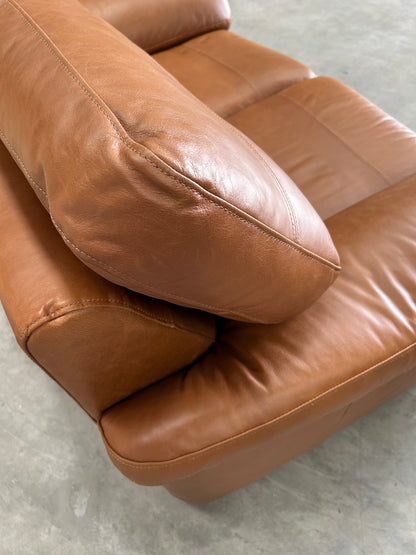 John Lewis Camden Small 2 Seater Leather Sofa, Light Leg, Premium Caramel