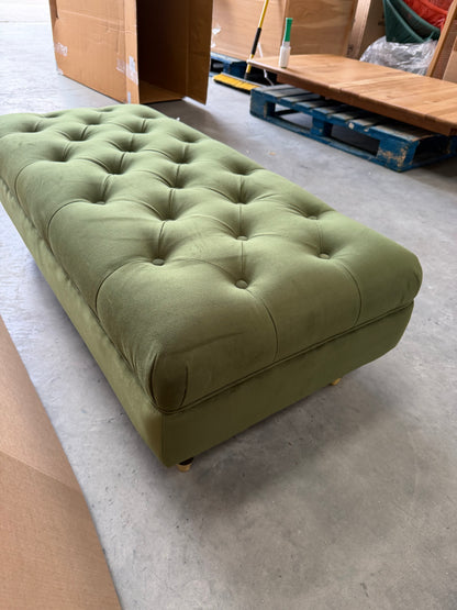 John Lewis Chester Footstool Velvet Green