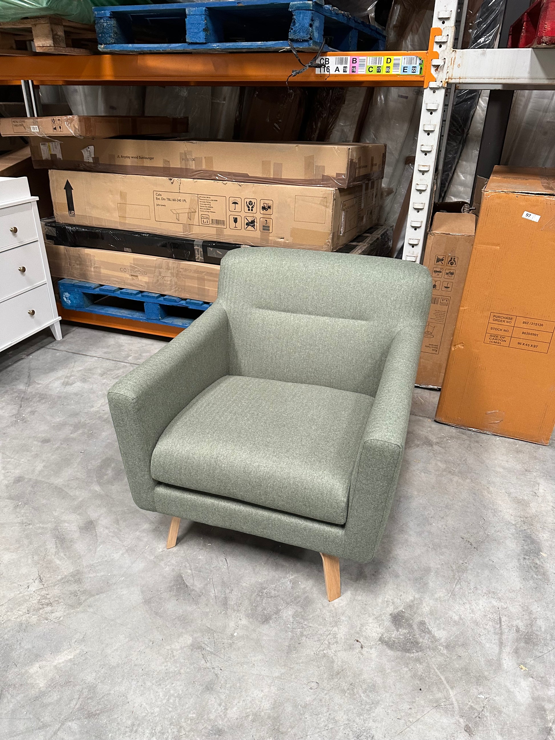 John Lewis Archie II Armchair Brushed Tweed Green