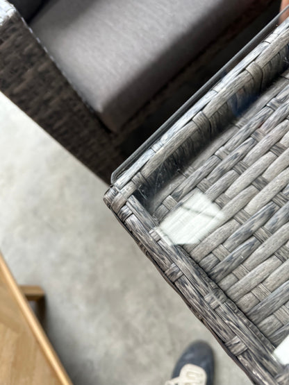 John Lewis Alora Cube 6-Seater Garden Dining Table, Sofas & Stools Set, Brown/Grey