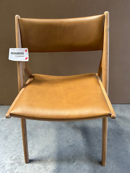John Lewis X-Ray Leather Dining Armchair, Oak/Camel