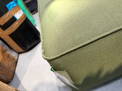 John Lewis Border Footstool, Dark Leg, Relaxed Linen Olive