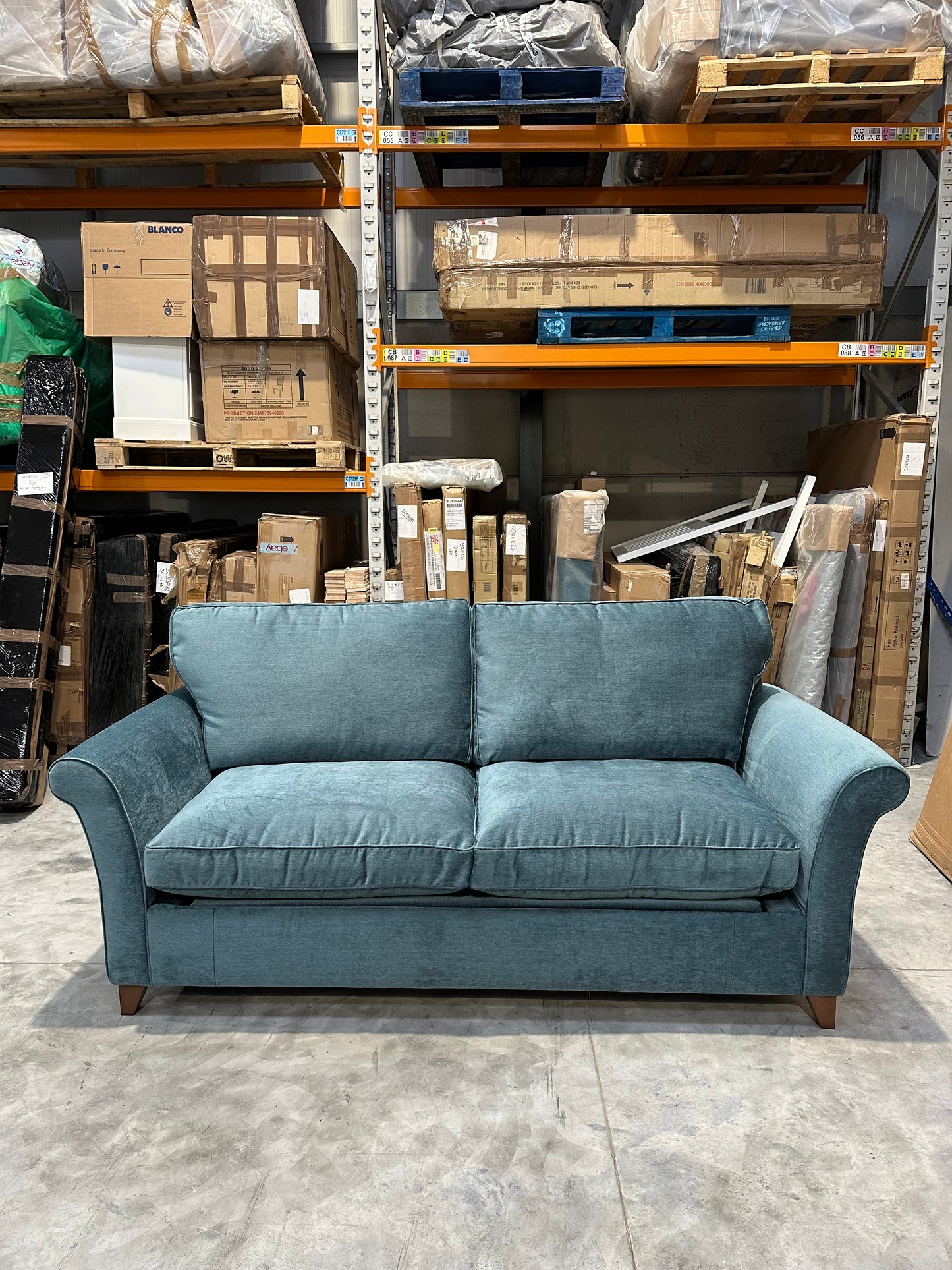 John Lewis Charlotte Grand 4 Seater Sofa Bed , Dark Leg, Teal Aquclean