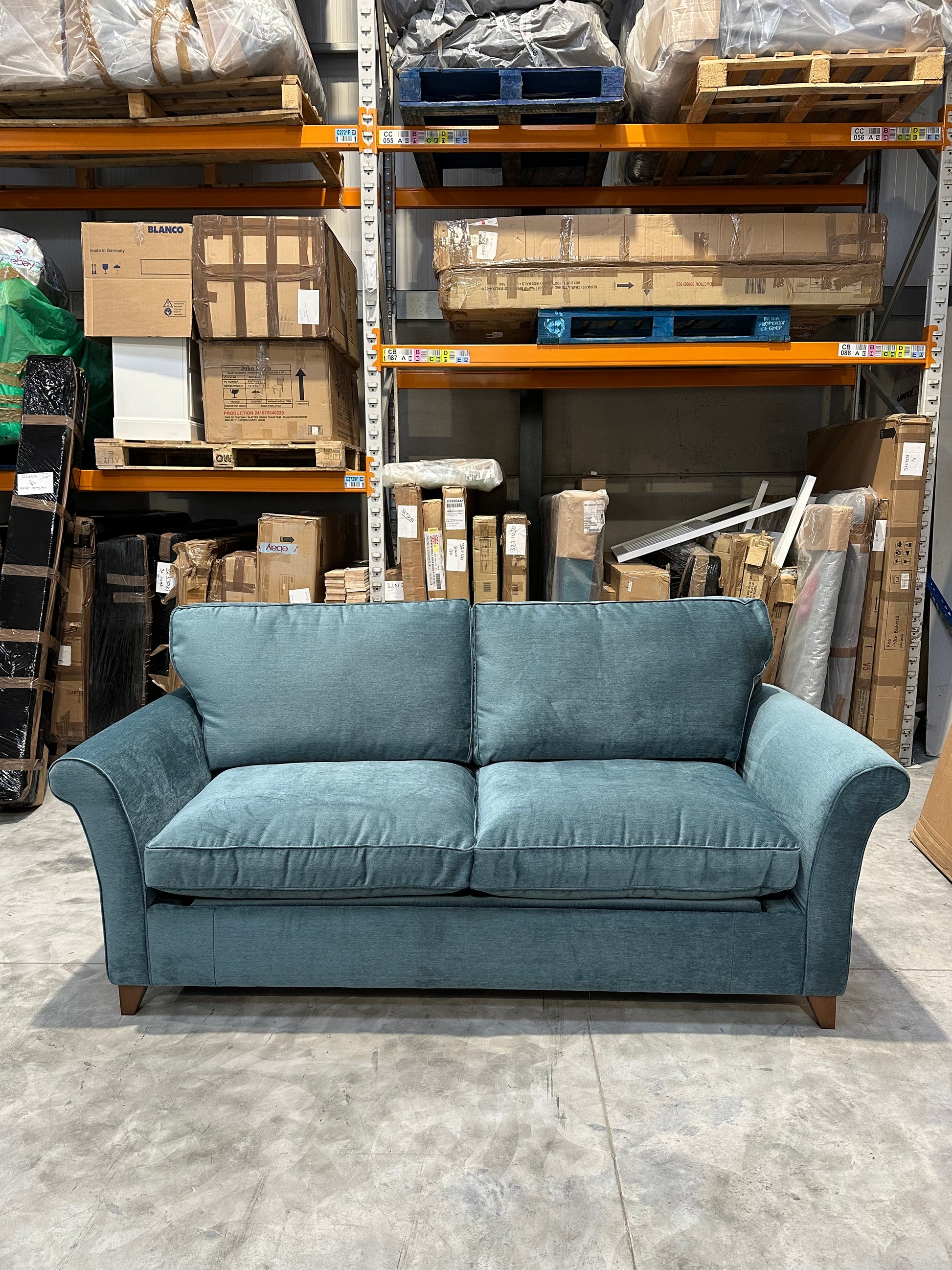 John Lewis Charlotte Grand 4 Seater Sofa Bed , Dark Leg, Teal Aquclean