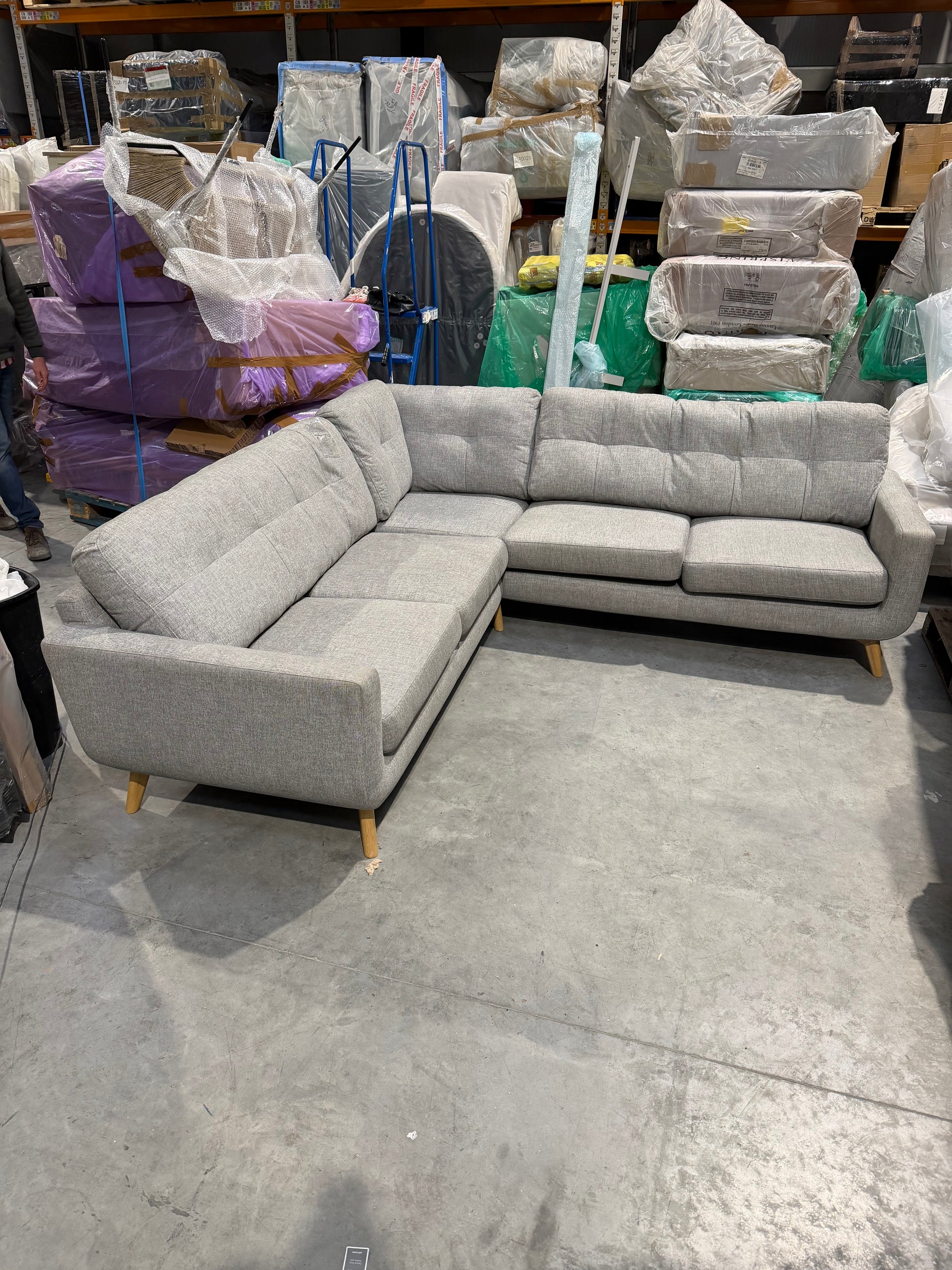 John Lewis Corner Sofa Barbican 5+ Seater Connie Grey