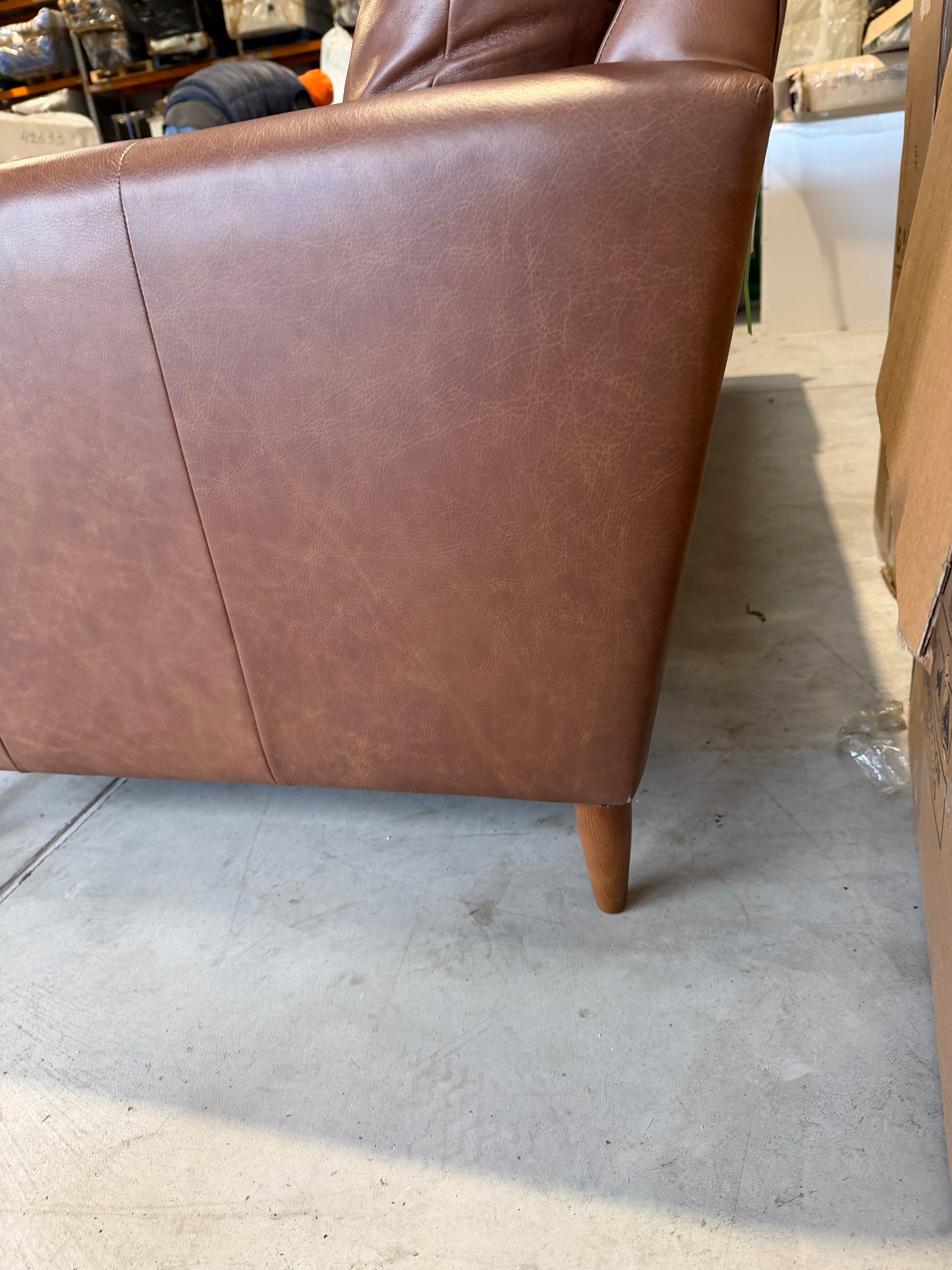 John Lewis Bailey II 5+ Seater Leather Corner Sofa Dark Leg Vintage Toffee