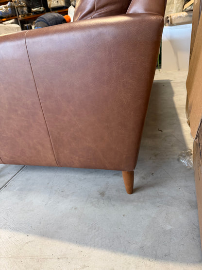 John Lewis Bailey II 5+ Seater Leather Corner Sofa Dark Leg Vintage Toffee